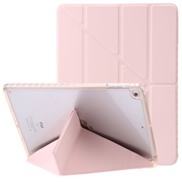 Tri-vouw Leren Standaard Hoesje voor iPad (2018) / (2017) / Air 2 / Air - Roze