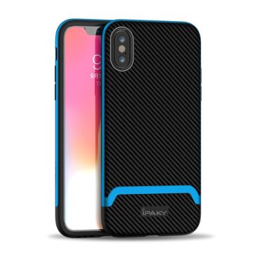 IPAKY iPhone Xs Max detachable bumper combo Hoesje - Zwart / Blauw