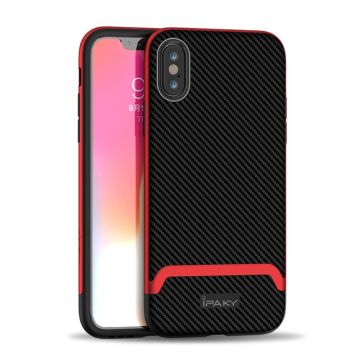 IPAKY iPhone Xs Max detachable bumper combo Hoesje - Zwart / Rood