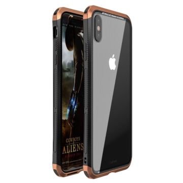 LUPHIE iPhone Xs Max double dragon glass Hoesje - Bruin