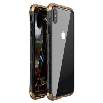 LUPHIE iPhone Xs Max double dragon glass Hoesje - Goud