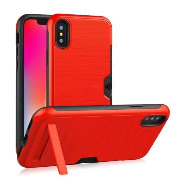 iPhone Xs Max kickstand geborstelde hoes - Rood