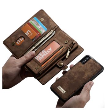 CASEME iPhone Xs Max vintage style split Leer Hoesje - Bruin