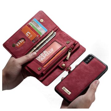 CASEME iPhone Xs Max vintage style split Leer Hoesje - Rood