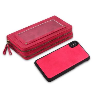 Rits iPhone Xs Max portemonnee Hoesje - Rood