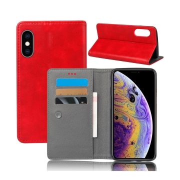 Crazy Horse iPhone Xs Max Leer flip Hoesje - Rood