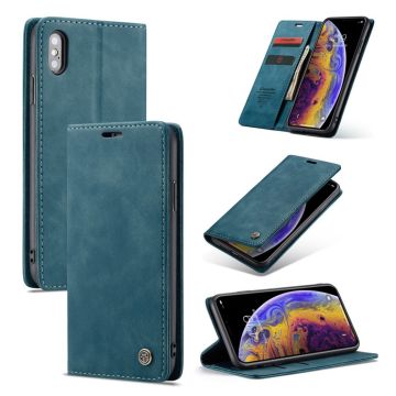 CASEME iPhone Xs Max Leer flip Hoesje - Blauw