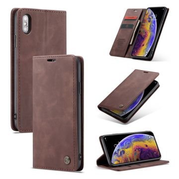 CASEME iPhone Xs Max Leer flip Hoesje - Coffee