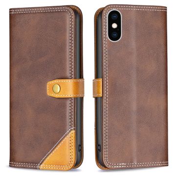 BINFEN tweekleurige leren case voor iPhone Xs Max - Koffie