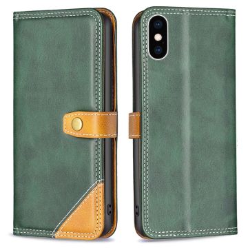 BINFEN tweekleurige leren case voor iPhone Xs Max - Groen