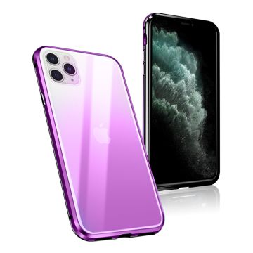 R-JUST RJC-11 Alu/Glass Hoesje - iPhone 11 Pro Max - Zwart+Purple