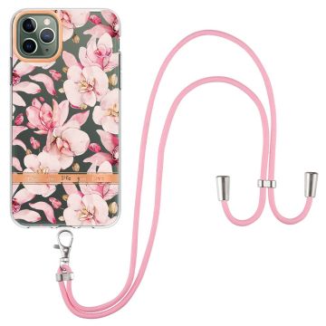 Slanke en duurzame softhoes met sleutelkoord voor iPhone 11 Pro Max - Pink Gardenia