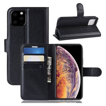 Alpha iPhone 11 Pro Max leren flip Hoesje - Zwart