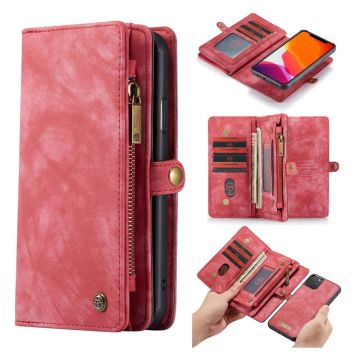 CaseMe iPhone 11 Pro Max portemonnee hoesje met rits - Rood