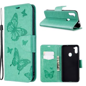 Butterfly Samsung Galaxy A11 / Samsung Galaxy M11 leren Hoesje - Groen