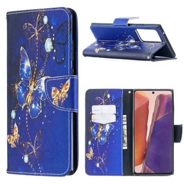 Wonderland Samsung Galaxy Note 20 Ultra flip Hoesje - Donkerblauwe Vlinder