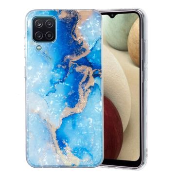 Marble design Samsung Galaxy A12 5G Hoesje - Blauw Goud Marmer