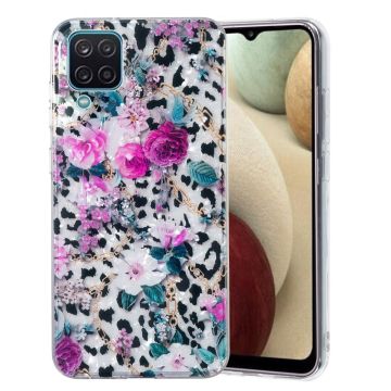 Marble design Samsung Galaxy A12 5G Hoesje - Luipaard En Bloem