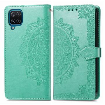 Mandala Samsung Galaxy A12 5G leren etui - Groen