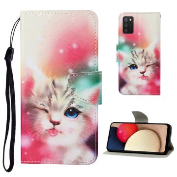 Wonderland Samsung Galaxy A02s flip Hoesje - Schattige Kat