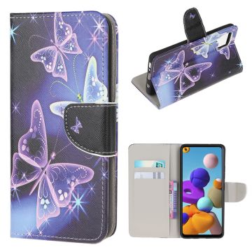 Wonderland Samsung Galaxy A22 4G flip Hoesje - Fonkelende Vlinder