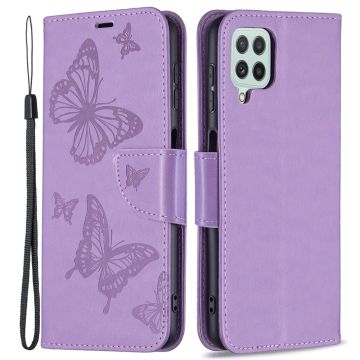 Butterfly Samsung Galaxy A22 4G leren Hoesje - Purper