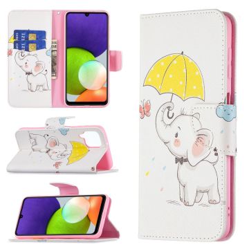 Wonderland Samsung Galaxy A22 4G flip Hoesje - Paraplu En Olifant