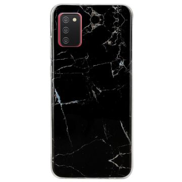 Marble design Samsung Galaxy A03s Hoesje - Zwart