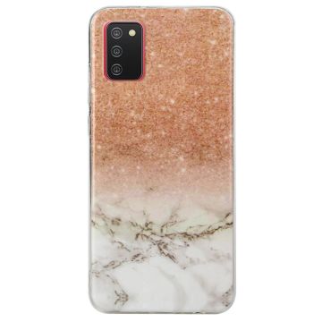 Marble design Samsung Galaxy A03s Hoesje - Rose Goud / Wit