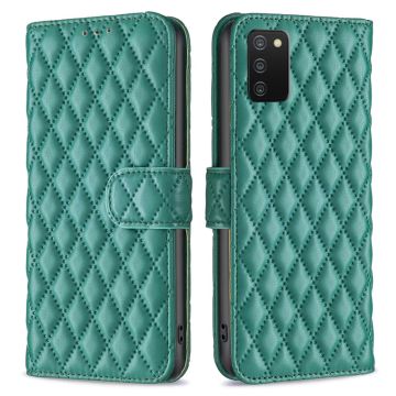 Ruitpatroon matte flip case voor Samsung Galaxy A03s / Samsung Galaxy A02s (166mm) - Groen