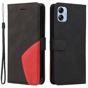 Gestructureerde leren case met strap voor Samsung Galaxy A04e - Zwart