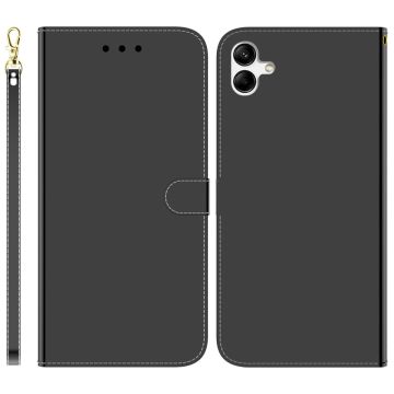 Mirror Samsung Galaxy F04 / Samsung Galaxy M04 / Samsung Galaxy A04e flip Hoesje - Zwart