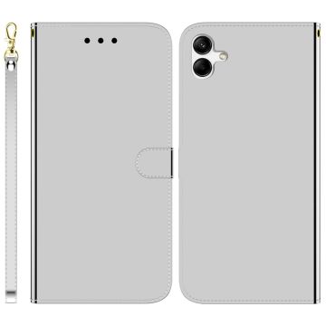 Mirror Samsung Galaxy F04 / Samsung Galaxy M04 / Samsung Galaxy A04e flip Hoesje - Zilver