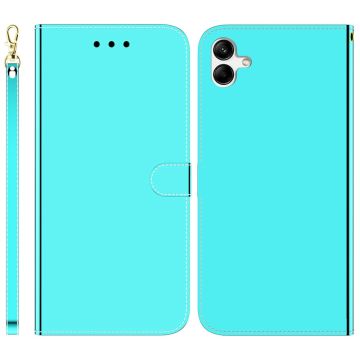 Mirror Samsung Galaxy F04 / Samsung Galaxy M04 / Samsung Galaxy A04e flip Hoesje - Cyaan