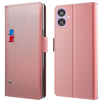 Telefoonhoes met make-upspiegel en strak design voor Samsung Galaxy F04 / Samsung Galaxy A04e / Samsung Galaxy M04 - Rose Goud