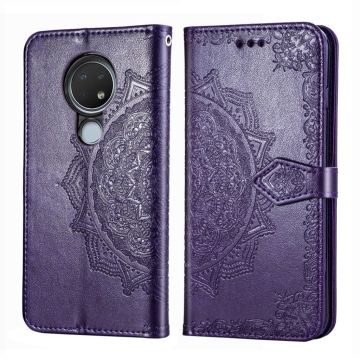 Mandala Nokia 6.2 / Nokia 7.2 leren etui - Purper