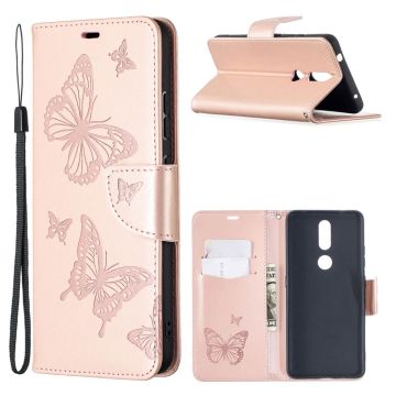 Butterfly Nokia 2.4 leren Hoesje - Rose Goud