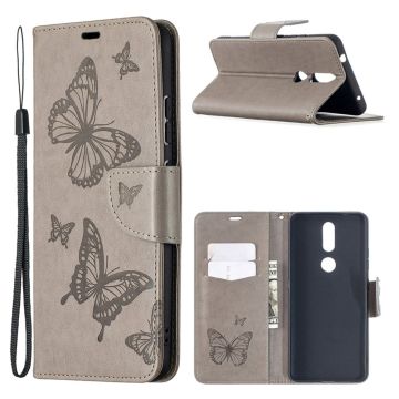 Butterfly Nokia 2.4 leren Hoesje - Grijs