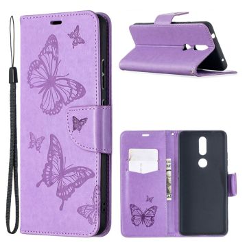 Butterfly Nokia 2.4 leren Hoesje - Purper