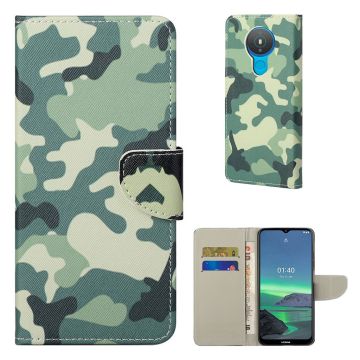 Wonderland Nokia 1.4 flip Hoesje - Camouflage Groen