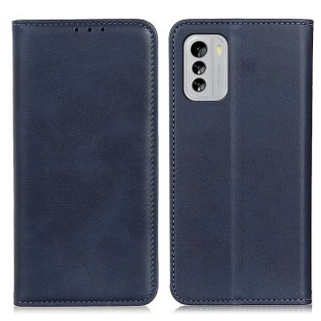 Echt lederen flip-hoesje in portemonnee-stijl voor Nokia G60 - Blauw