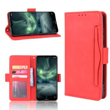 Lederen portemonnee hoesje met moderne vormgeving voor Nokia 7.2 / Nokia 6.2 - Rood