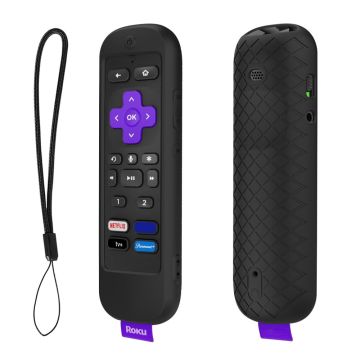 Roku Ultra 2022 siliconenn hoes met riem - Zwart