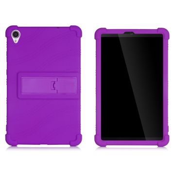 Lenovo Tab M8 (2nd Gen) FHD Slide-out Stijl Kickstand Silicone Hoesje - Purper