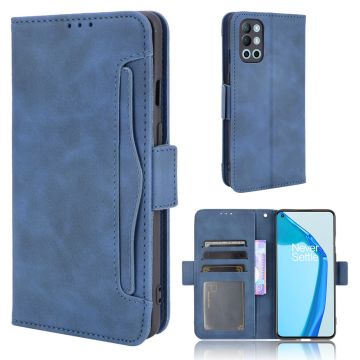 Lederen portemonnee hoesje met moderne vormgeving voor OnePlus 9R - Blauw