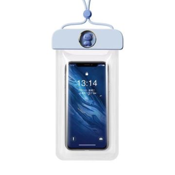 Universele IPX8 waterdichte doorzichtige hoes met een schattig beerdecor voor 7,2 inch telefoons - Blauw