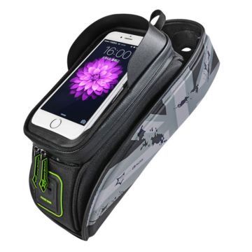 ROCKBROS fiets fiets regenbestendige voorbuis frame tas voor 6-inch Smartphone - Grijs