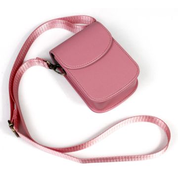 Universal leather camera case with strap - Pink