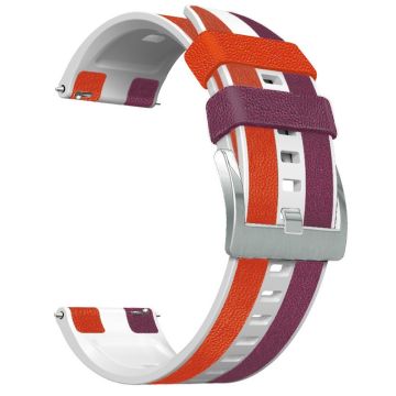 22mm Universele kleur splicing siliconenn horlogeband - Paars / Wit / Rood