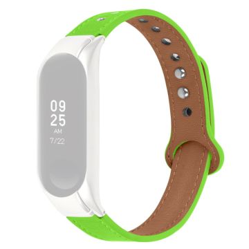 Xiaomi Mi Band 7 horlogebandje van rundleer met zilverkleurige klep - Fluoriserend Groen